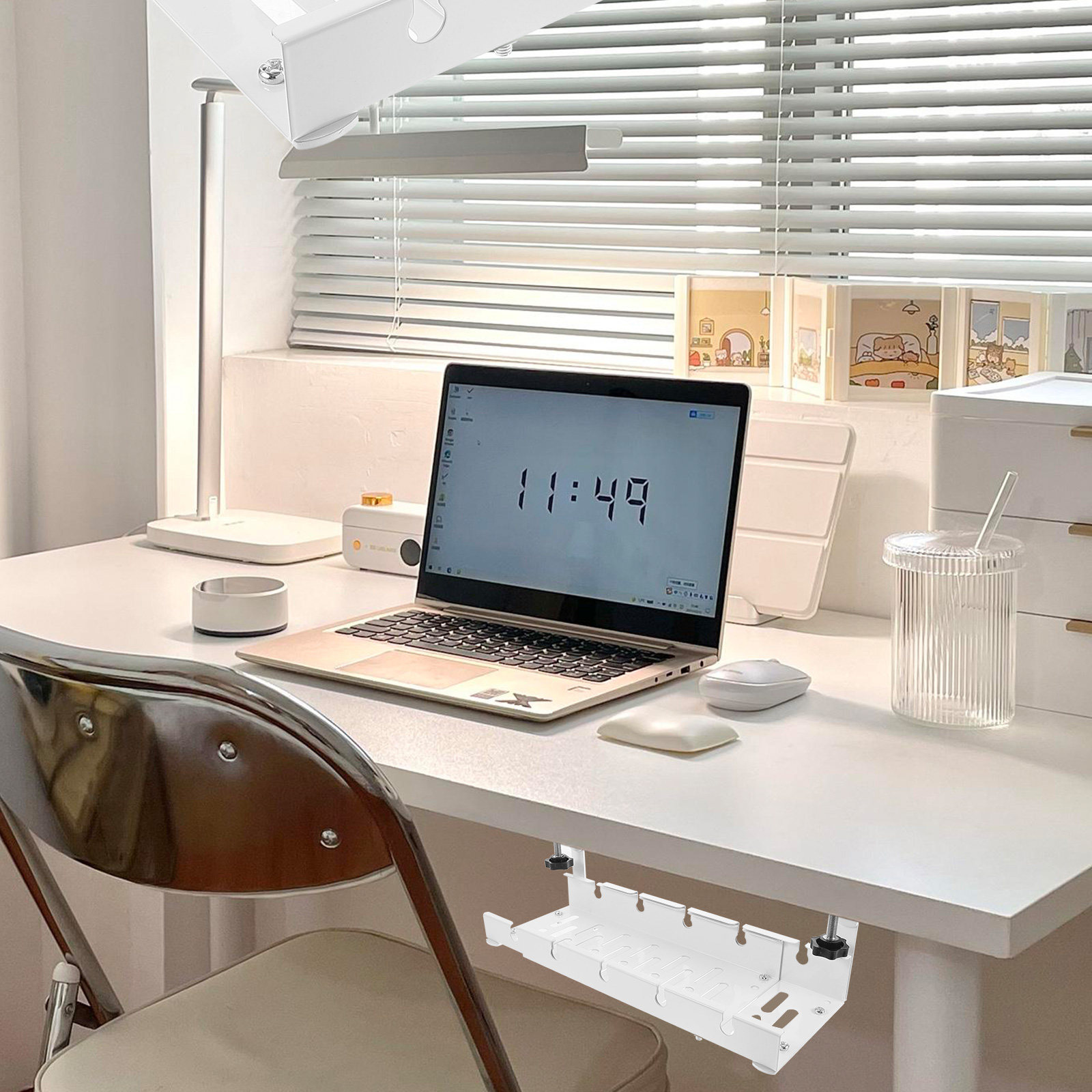 Desk Setup With Keyboard Tray - Under Desk Cable Organizer Tray Space