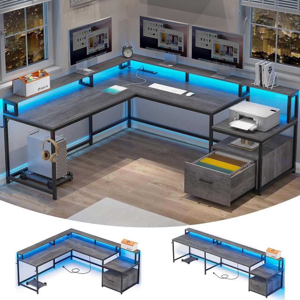Gaming Setup Desk - L Shaped Desk, 66