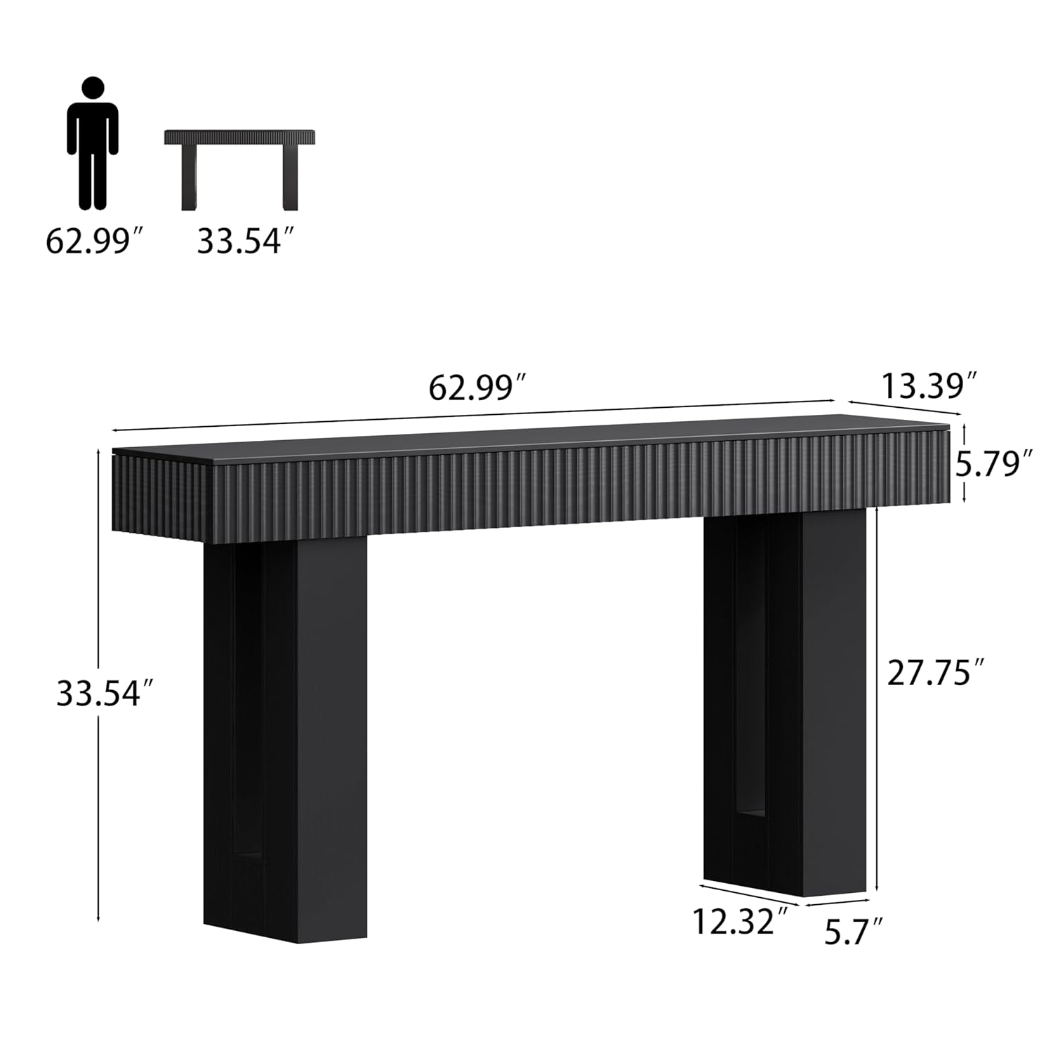 63-Inch Long Entryway Console  - đánh giá và giá Desk Setup Minimalist