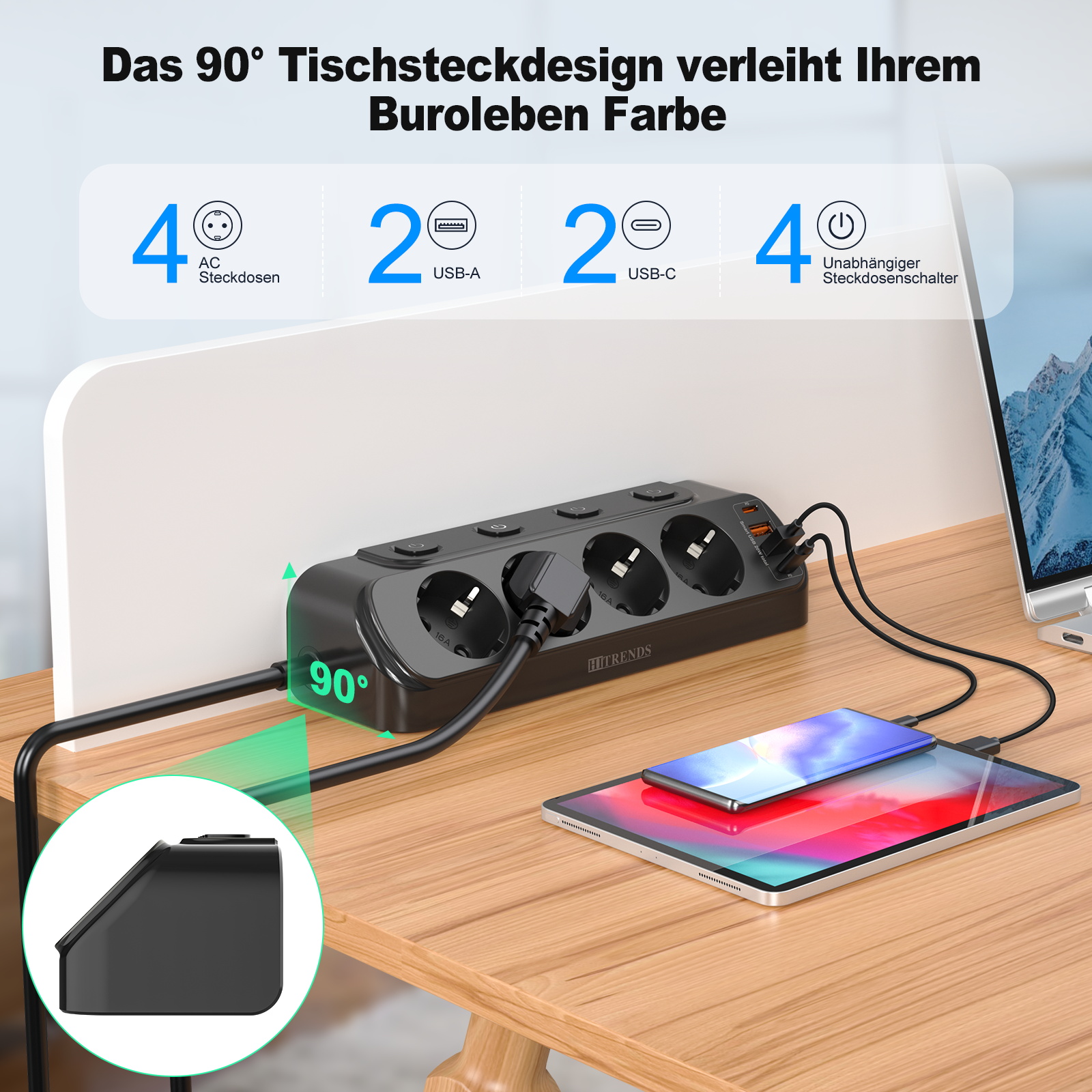 European Desktop Socket multi- - đánh giá và giá Power Strip Flat
