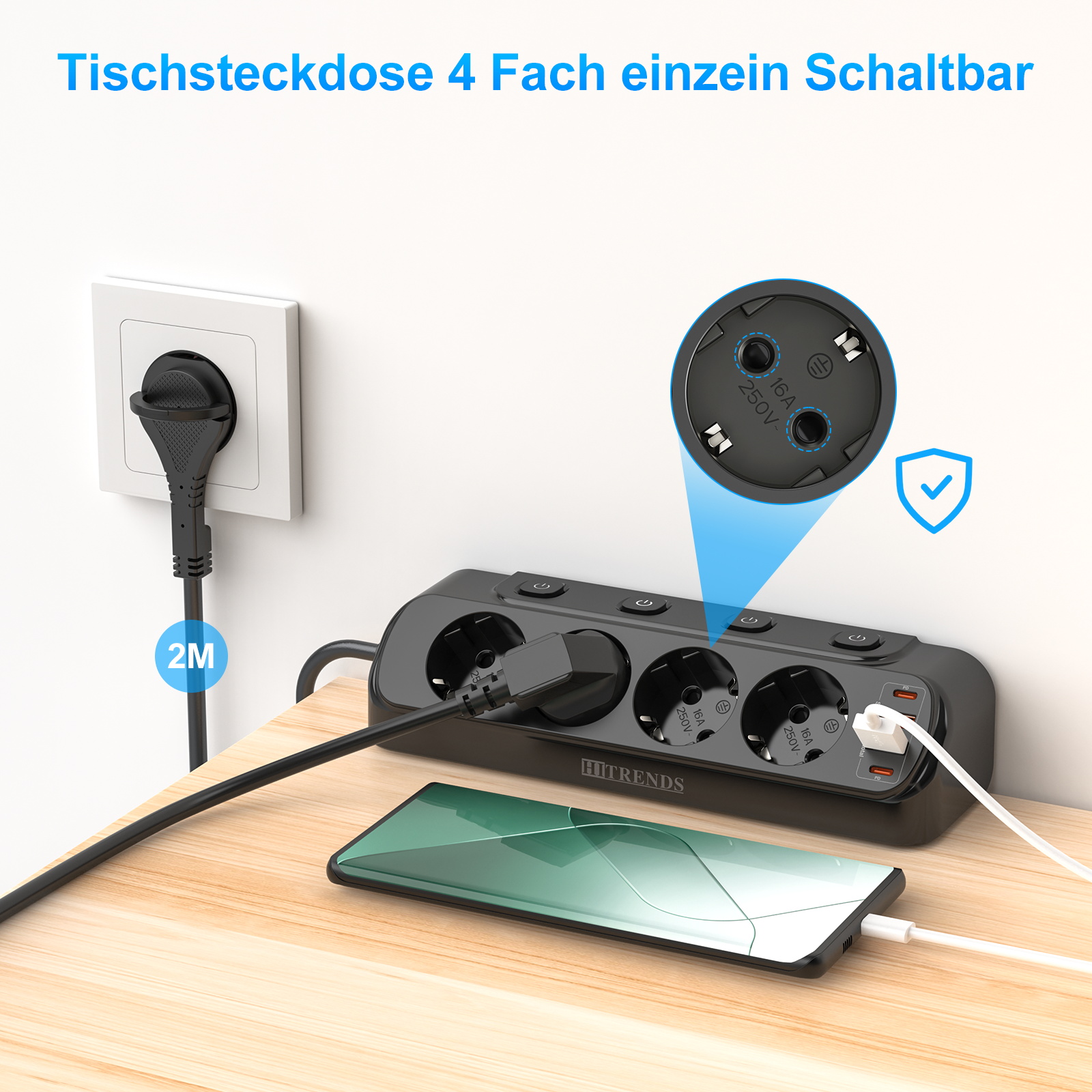 European Desktop Socket multi- - đánh giá và giá Power Strip Flat