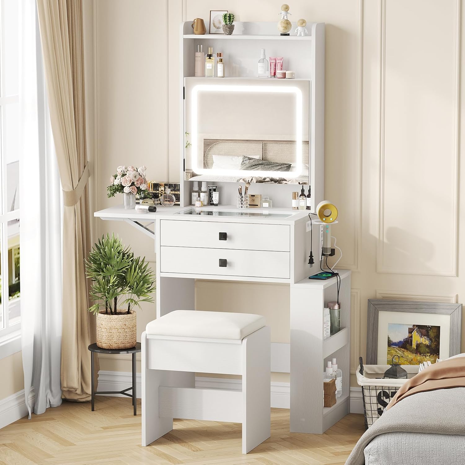 Small Makeup Vanity Desk with  - đánh giá và giá Desk Vanity Setup