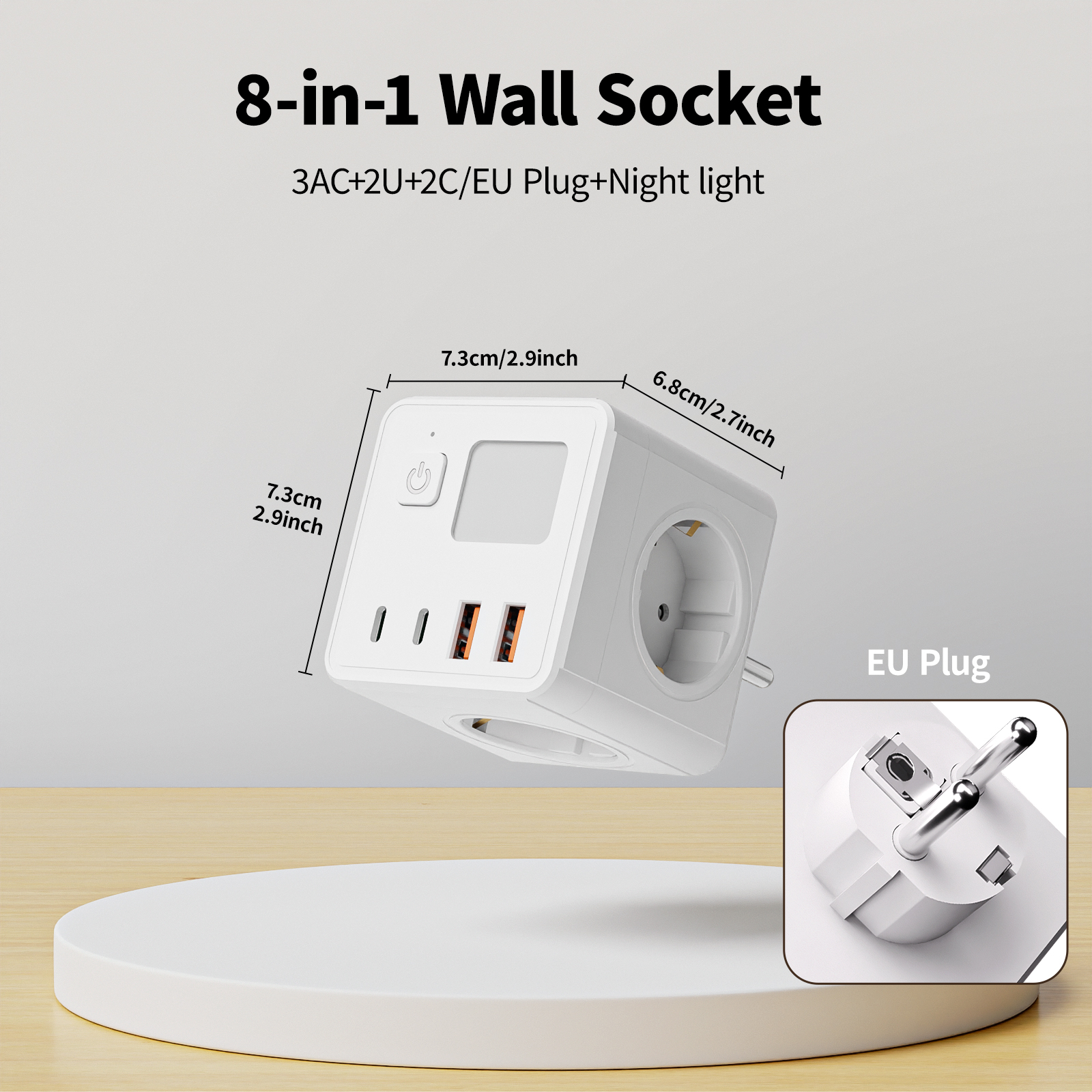 1 EU power strip, 3 AC sockets - đánh giá và giá Power Strip Flat