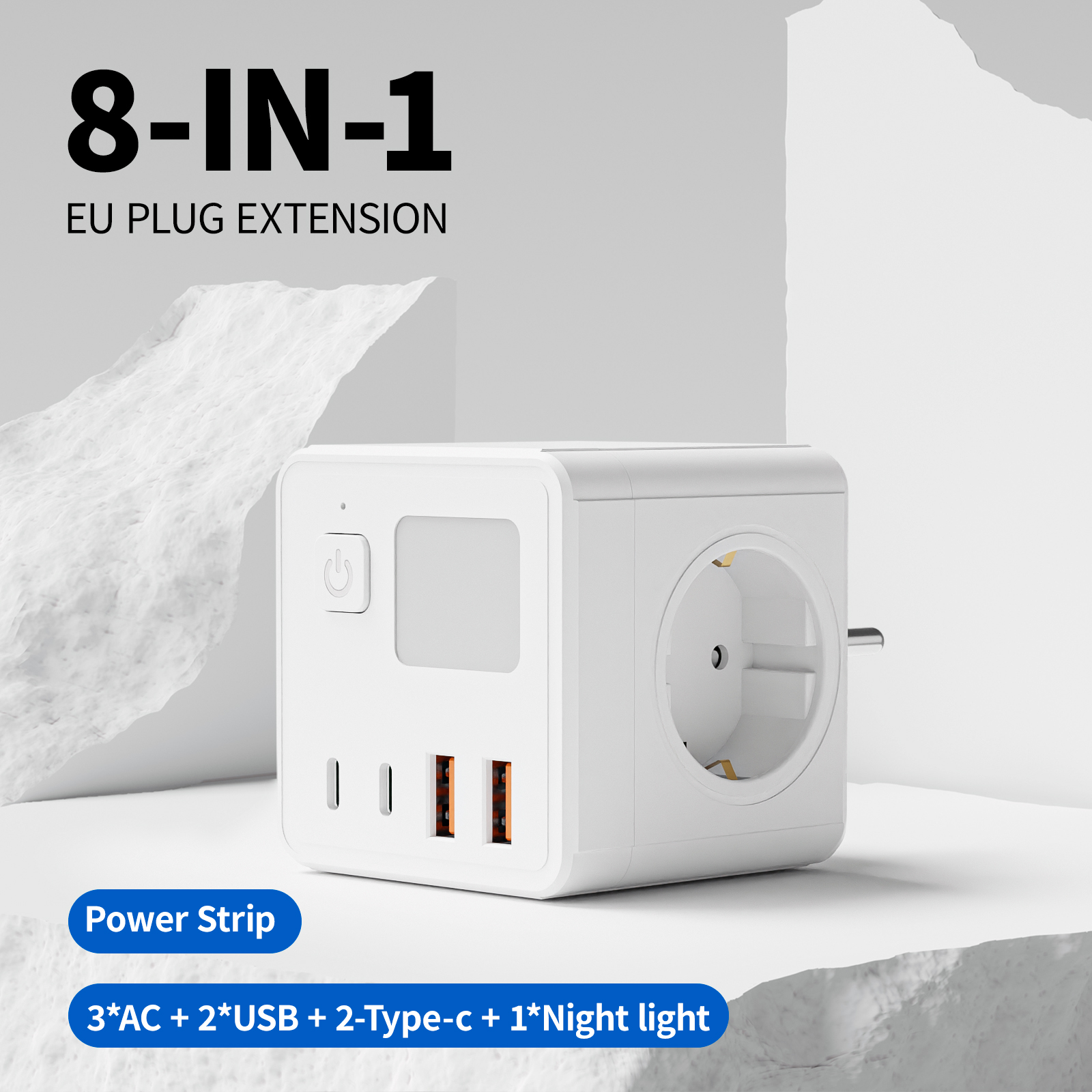 1 EU power strip, 3 AC sockets - đánh giá và giá Power Strip Flat