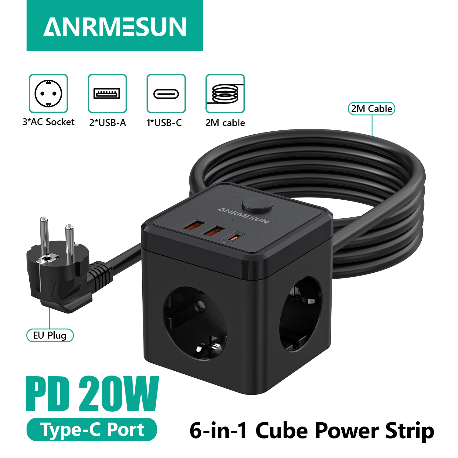 6-in-1 Power Strip Wall Socket - đánh giá và giá Power Strip Flat