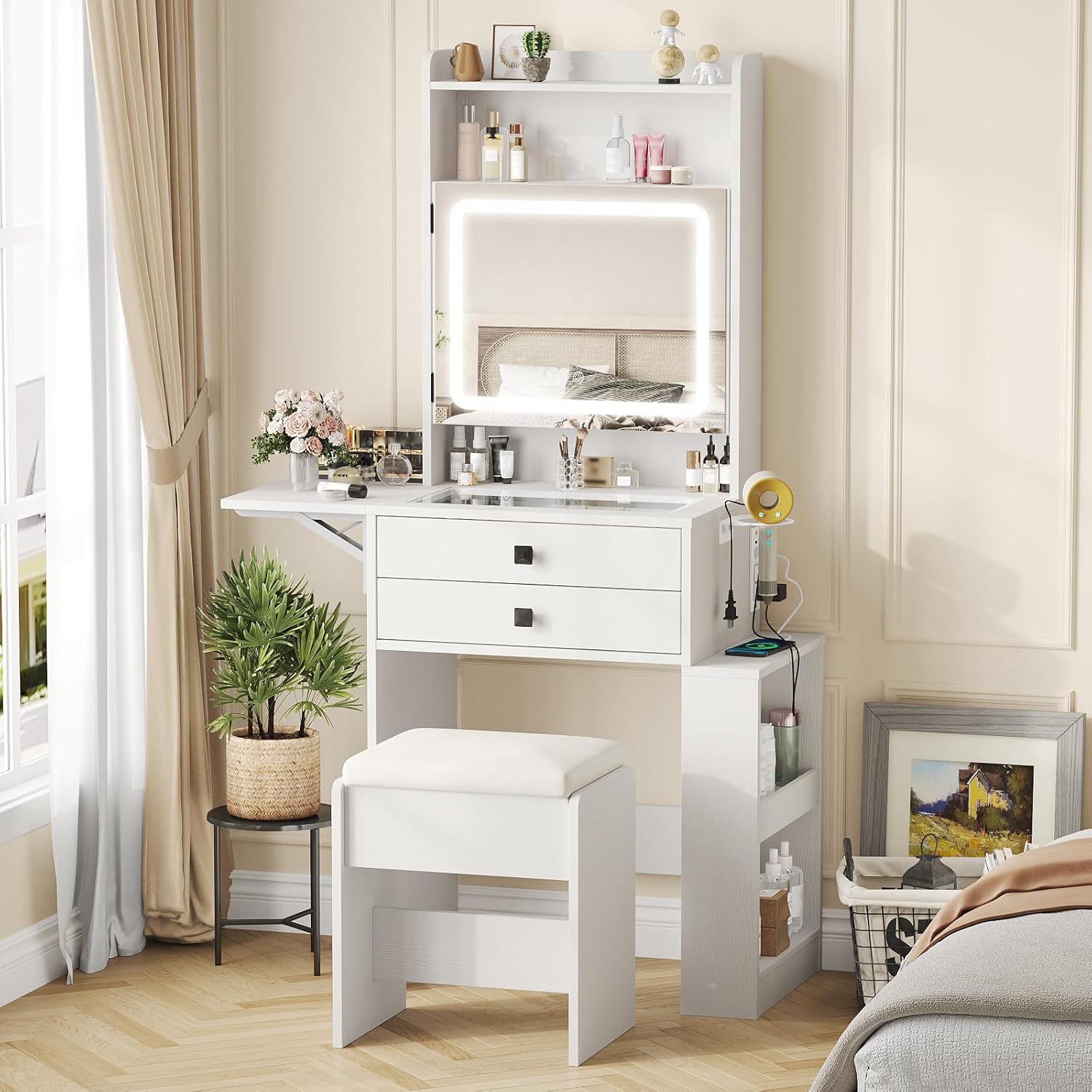 Small Makeup Vanity Desk with  - đánh giá và giá Desk Vanity Setup