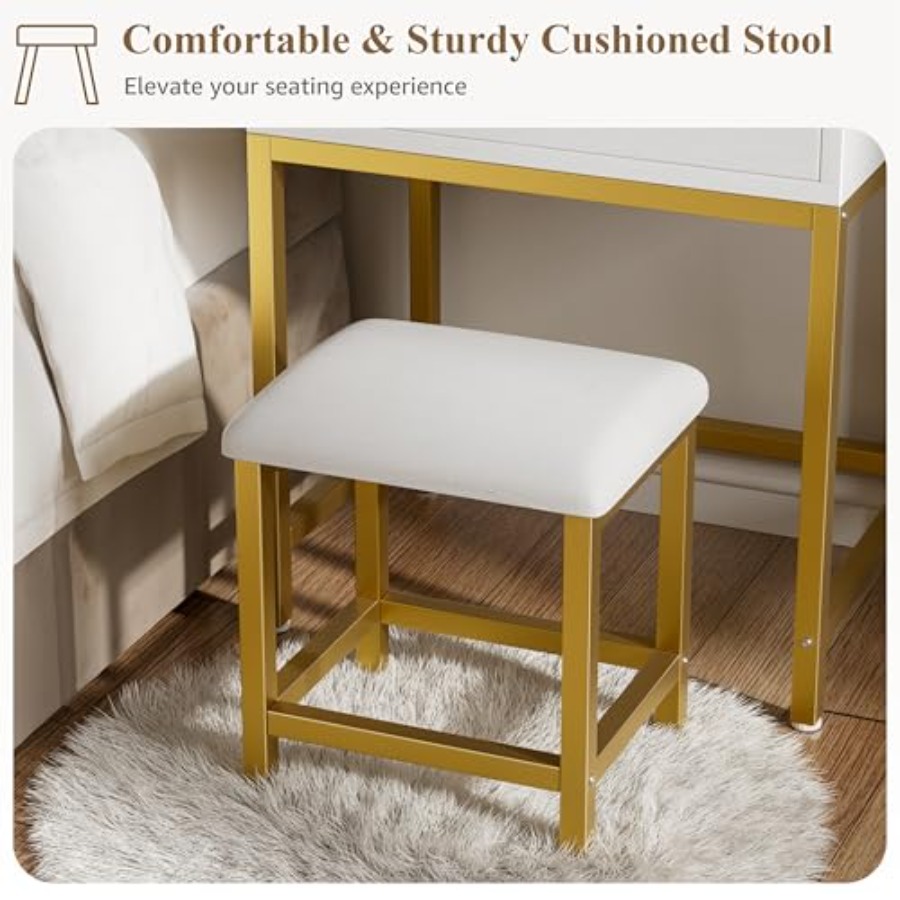 BOLUO Gold Makeup Vanity Desk  - đánh giá và giá Desk Vanity Setup