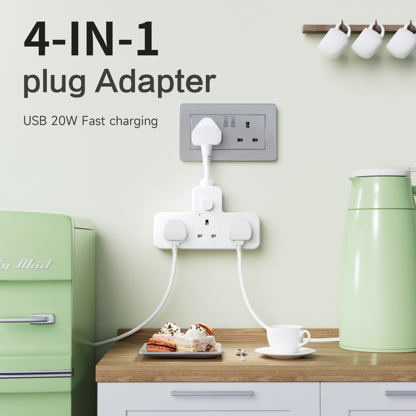 UK Power Plug Wall Outlet 13A  - đánh giá và giá Power Strip Flat