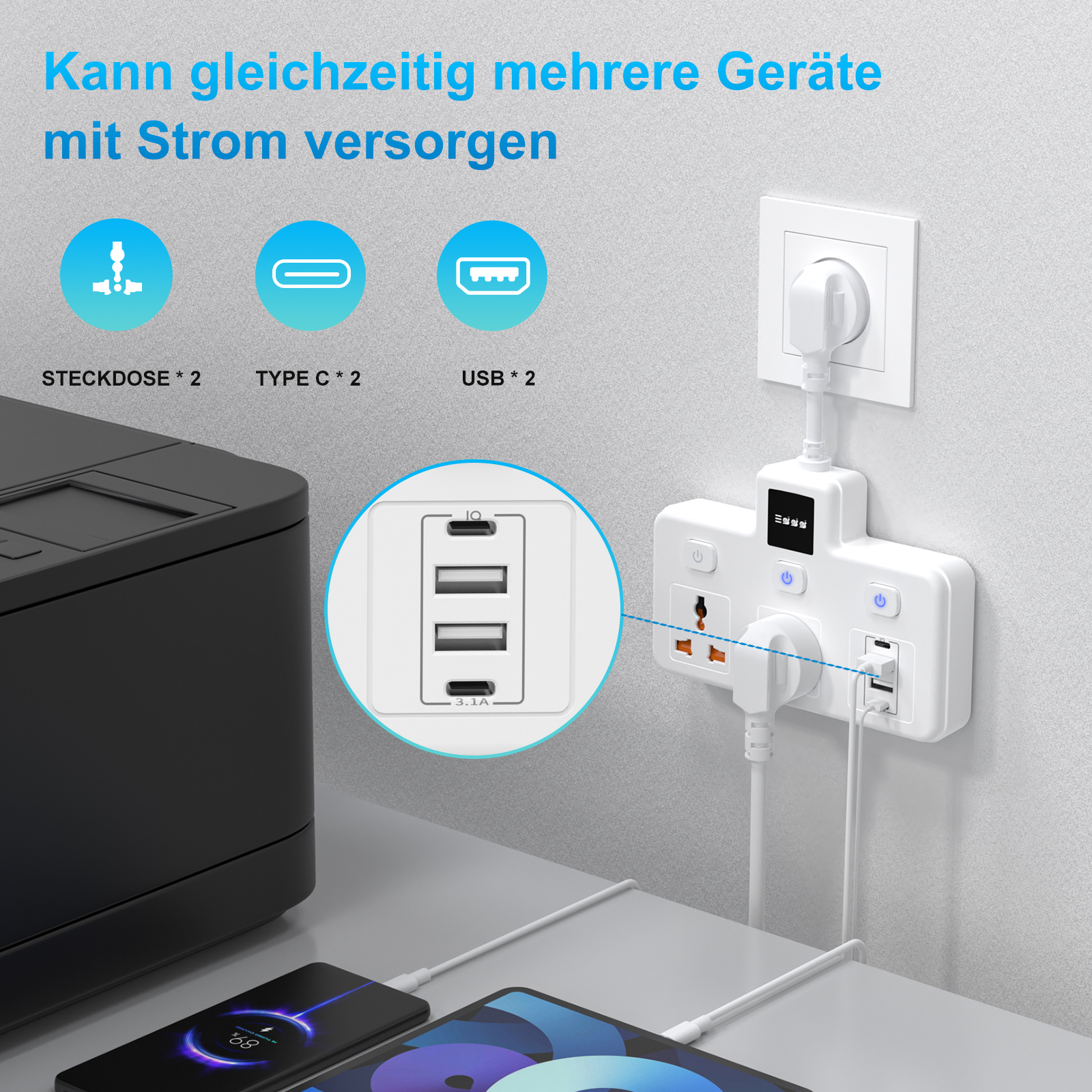 AU plug Universal Outlet Power - đánh giá và giá Power Strip Flat