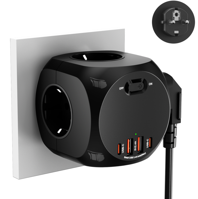 4000W EU Plug Power Strip Cube - đánh giá và giá Power Strip Flat