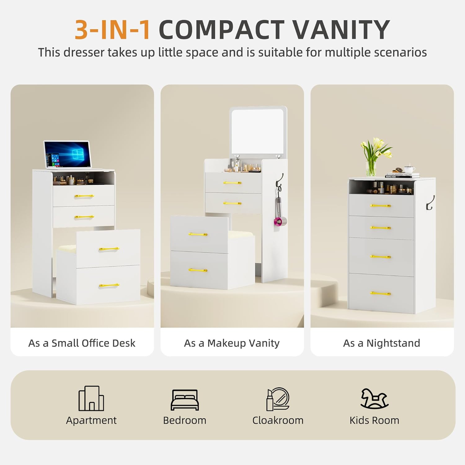 Gurexl 3 in 1 Vanity Desk with - đánh giá và giá Desk Vanity Setup