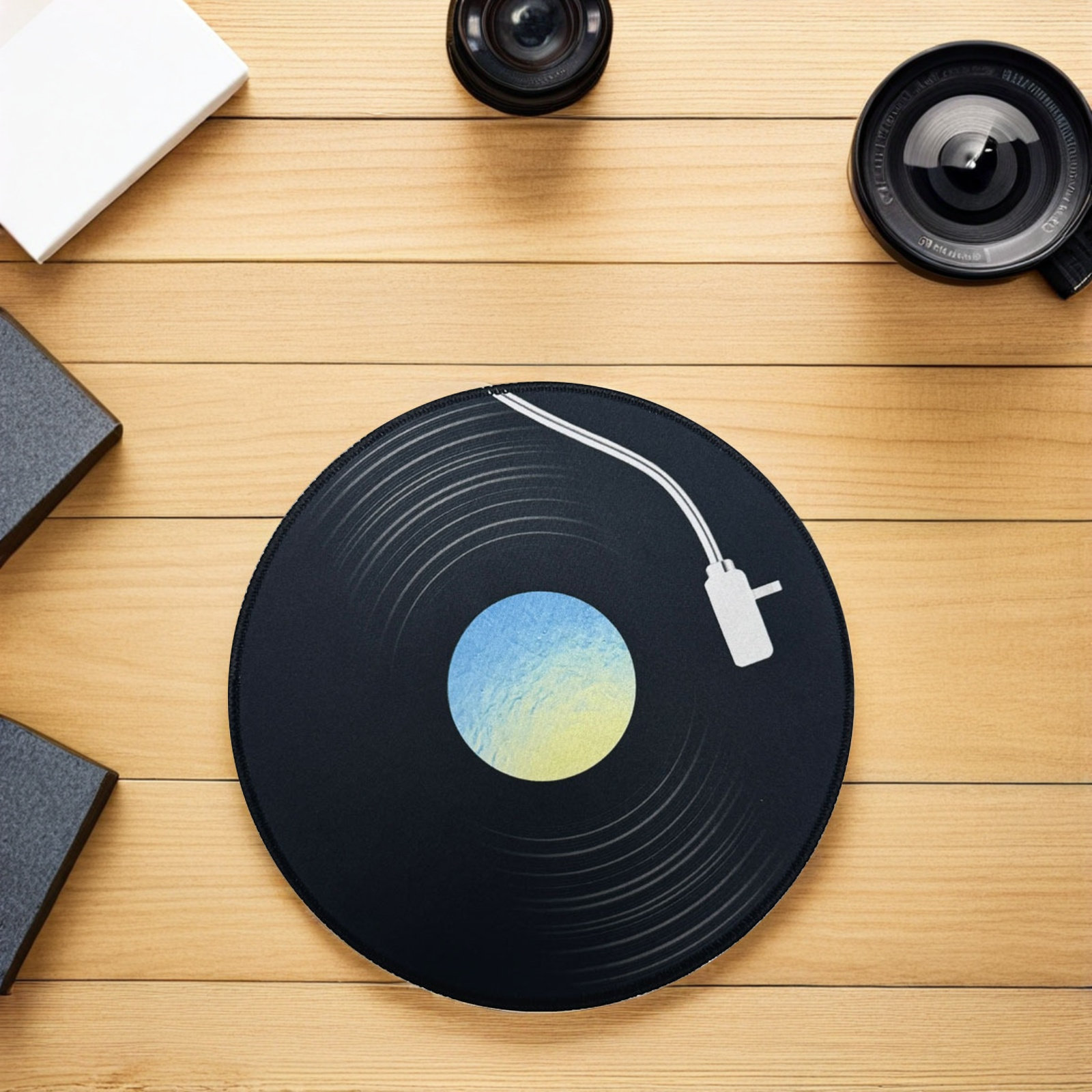 Record Player Themed Round Mou - đánh giá và giá Desk Setup Gaming And Work