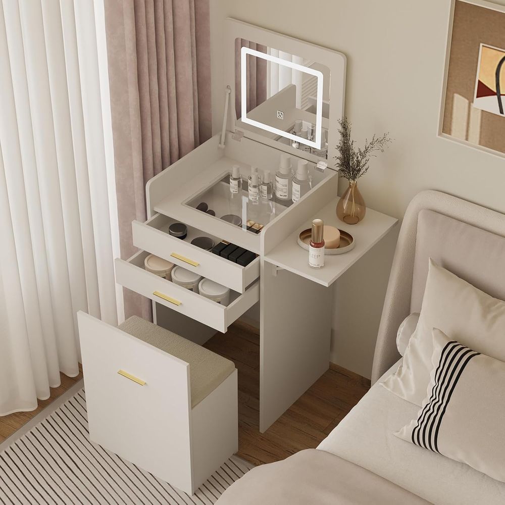3-in-1 Vanity Desk Set, Flip-t - đánh giá và giá Desk Setup Small Space