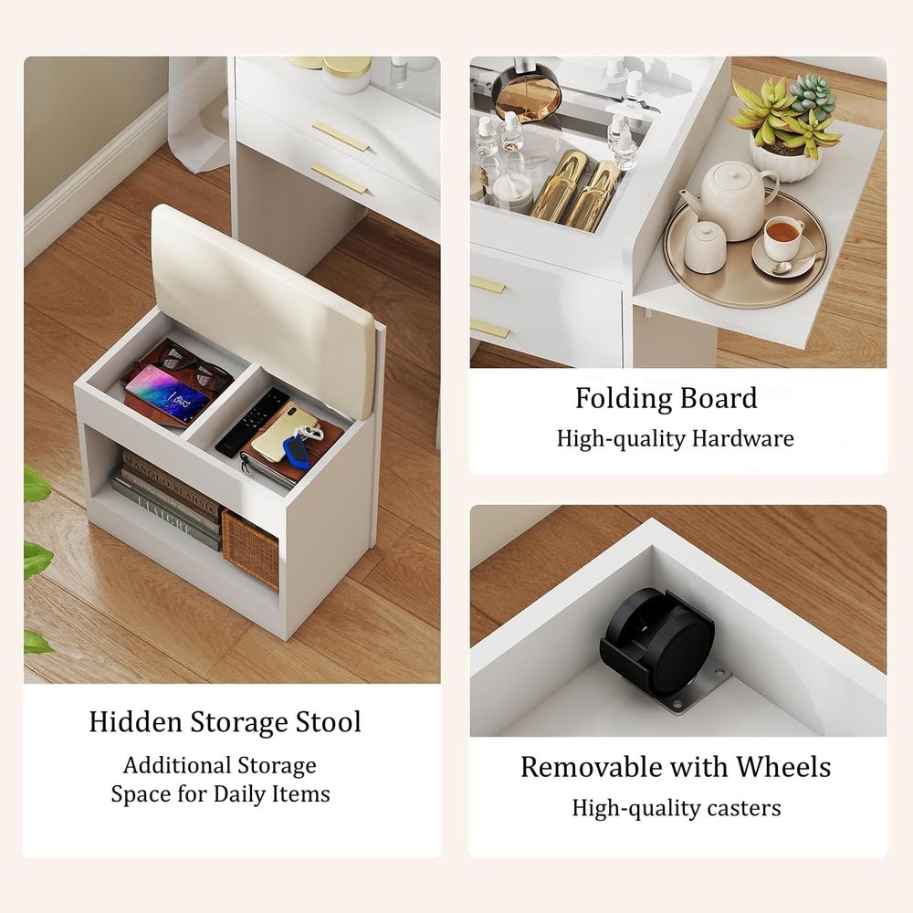 3-in-1 Vanity Desk Set, Flip-t - đánh giá và giá Desk Setup Small Space
