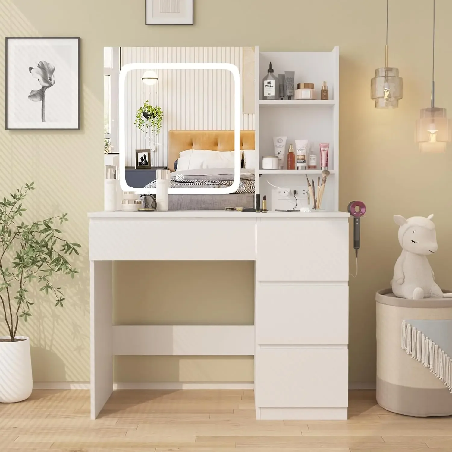 Make Up Vanity Desk with Charg - đánh giá và giá Desk Vanity Setup