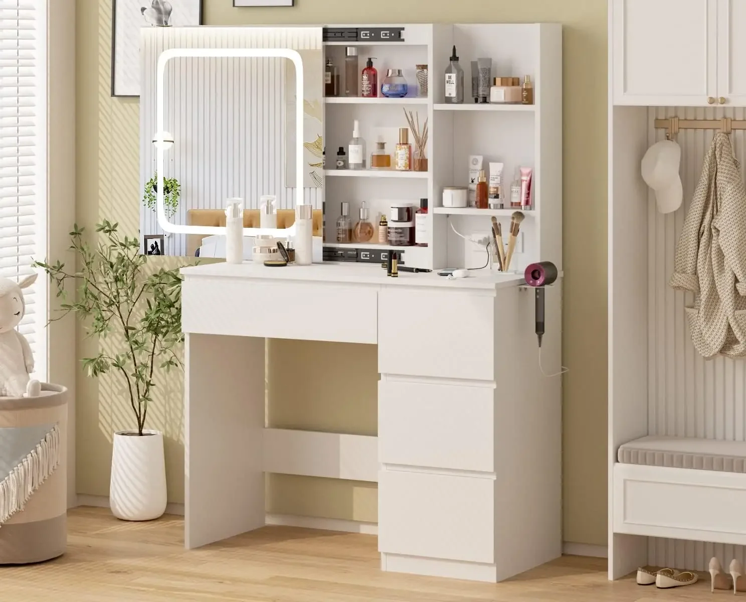 Make Up Vanity Desk with Charg - đánh giá và giá Desk Vanity Setup
