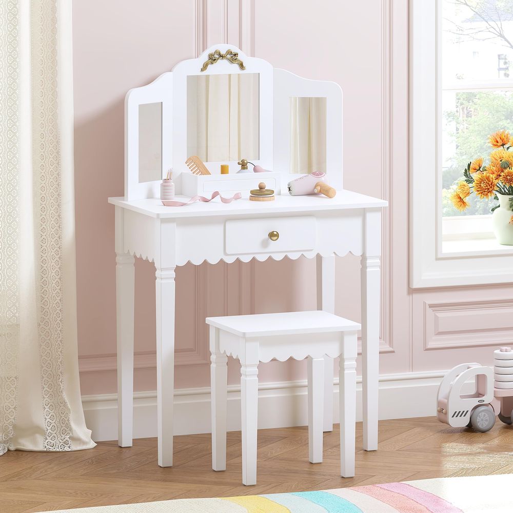 Kids Vanity Set with Mirror an - đánh giá và giá Desk Vanity Setup