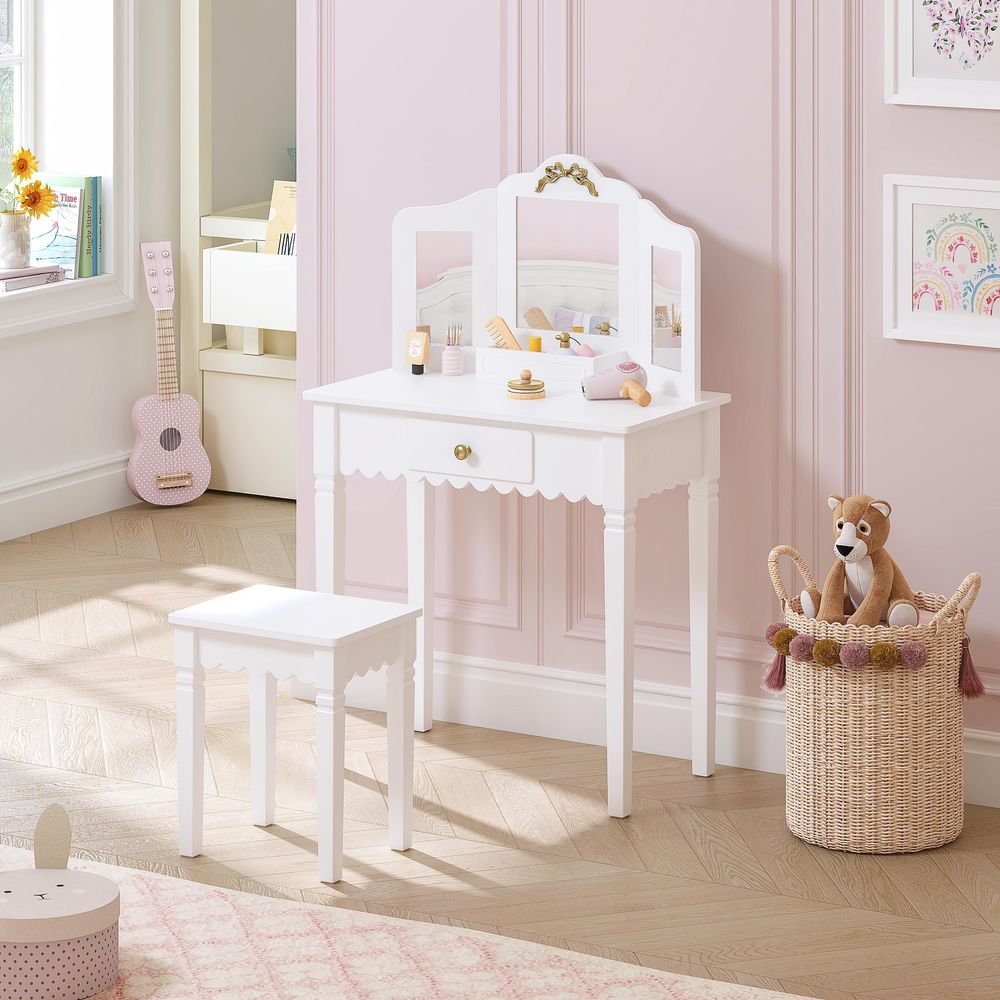 Kids Vanity Set with Mirror an - đánh giá và giá Desk Vanity Setup