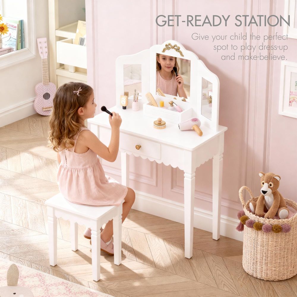 Kids Vanity Set with Mirror an - đánh giá và giá Desk Vanity Setup