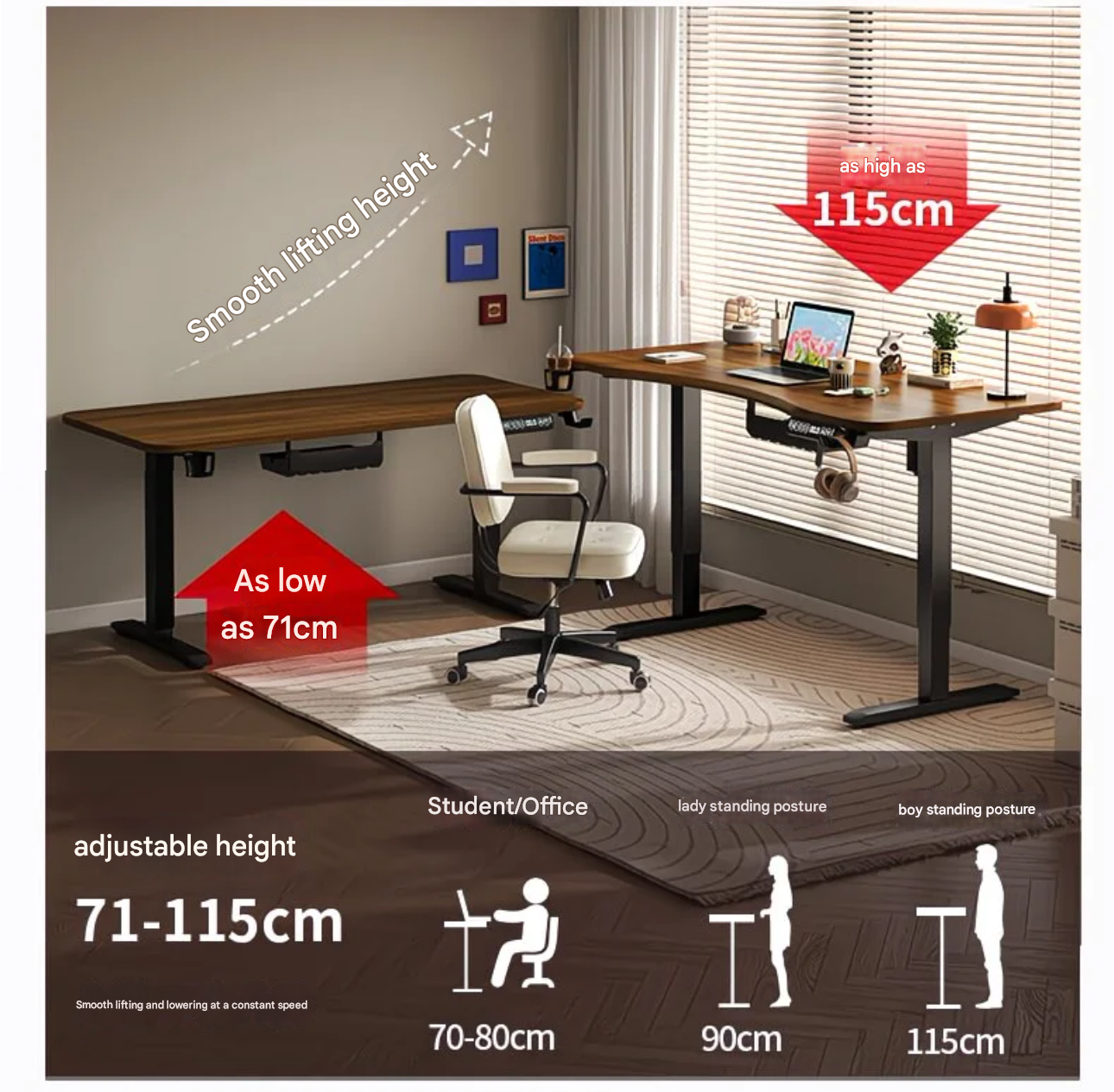 80/100/120/140cm Height Adjust - đánh giá và giá Gaming Setup Desk