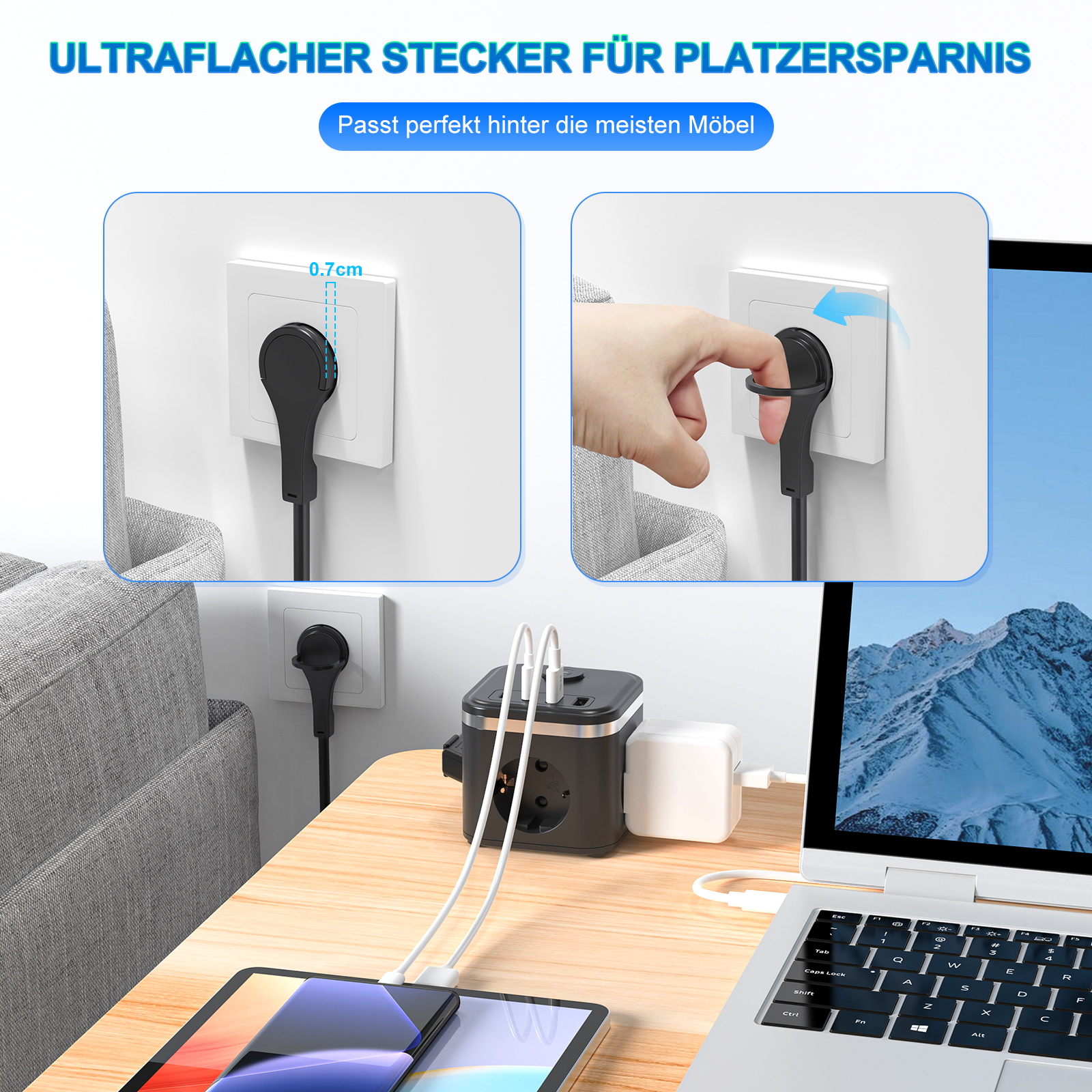 3680W EU Flat Plug Power Strip - đánh giá và giá Power Strip Flat