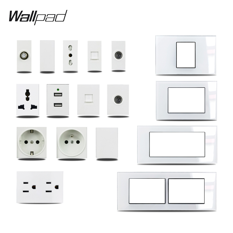 US Italy Type DIY White Glass  - đánh giá và giá Power Strip Flat