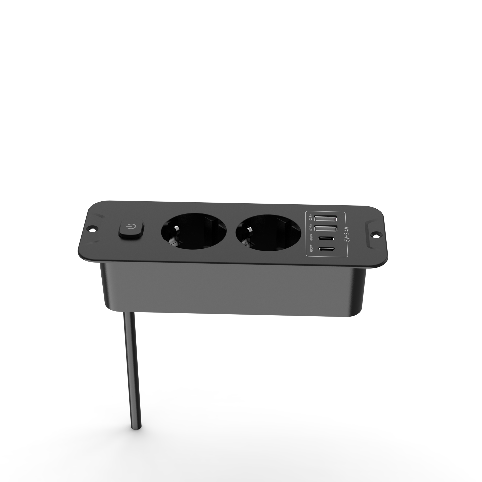Desktop Built-in Socket with 2 - đánh giá và giá Power Strip Flat
