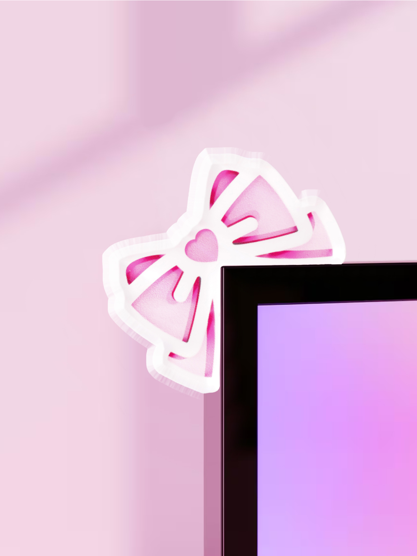 Kawaii Bow Monitor Decor Pink  - đánh giá và giá Gaming Setup Desk