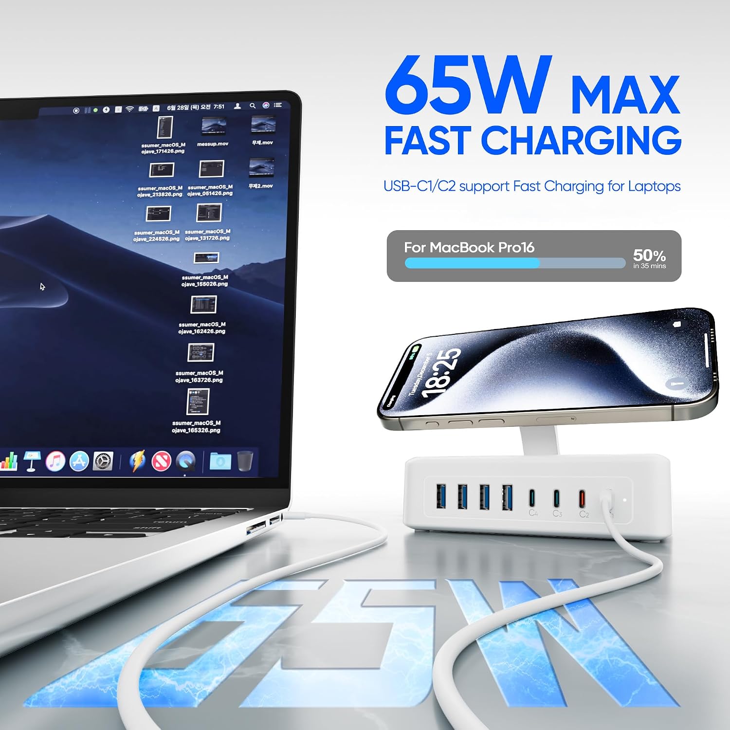 200W USB C Charging Station, 1 - đánh giá và giá Power Strip Flat
