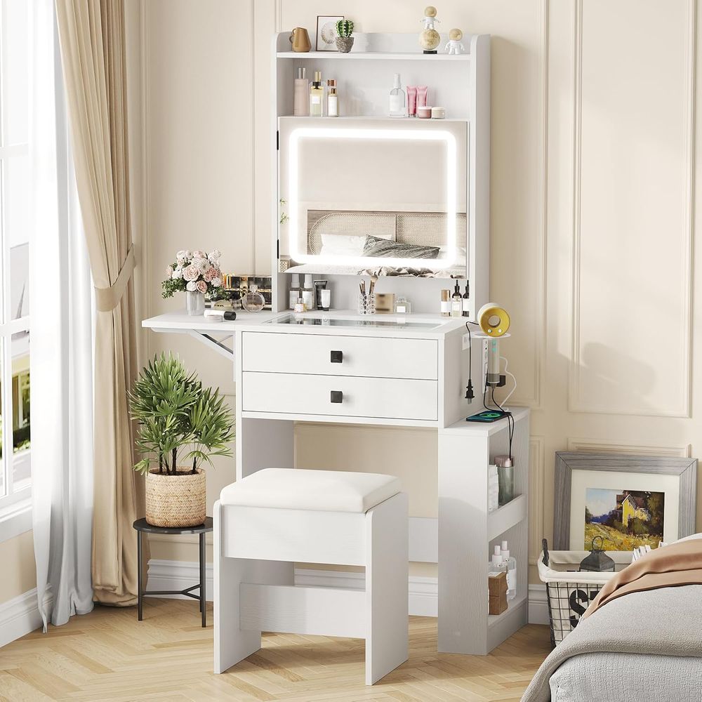 Vabches Small Makeup Vanity De - đánh giá và giá Desk Vanity Setup