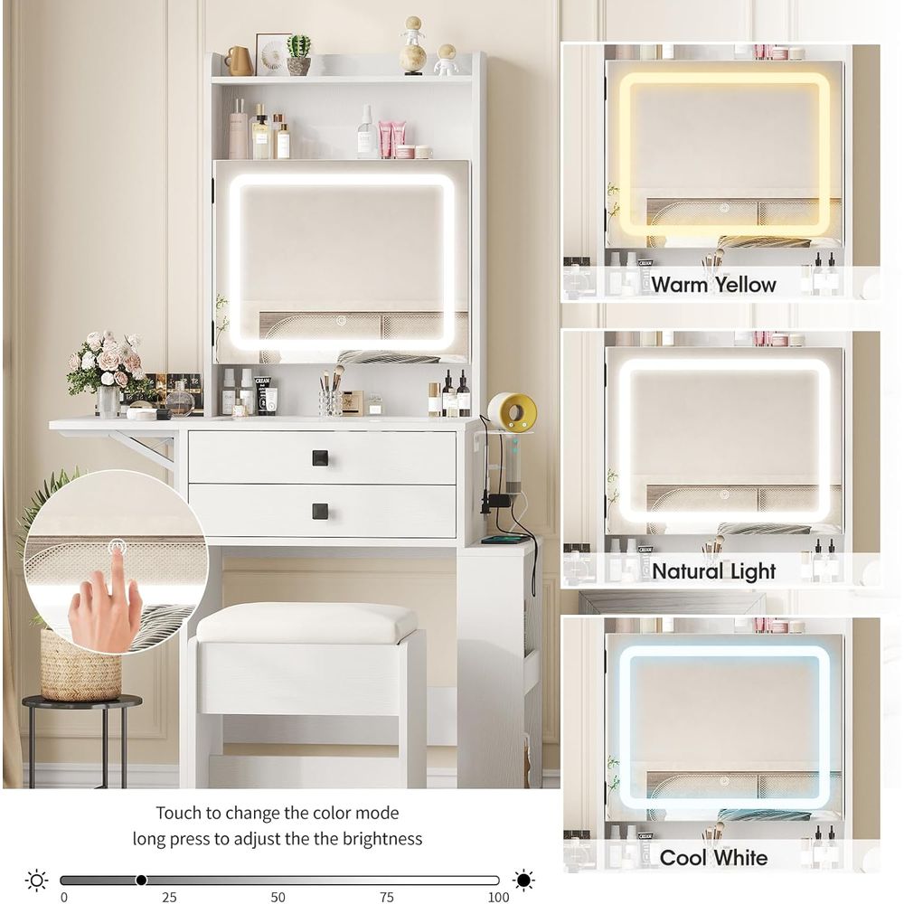 Vabches Small Makeup Vanity De - đánh giá và giá Desk Vanity Setup
